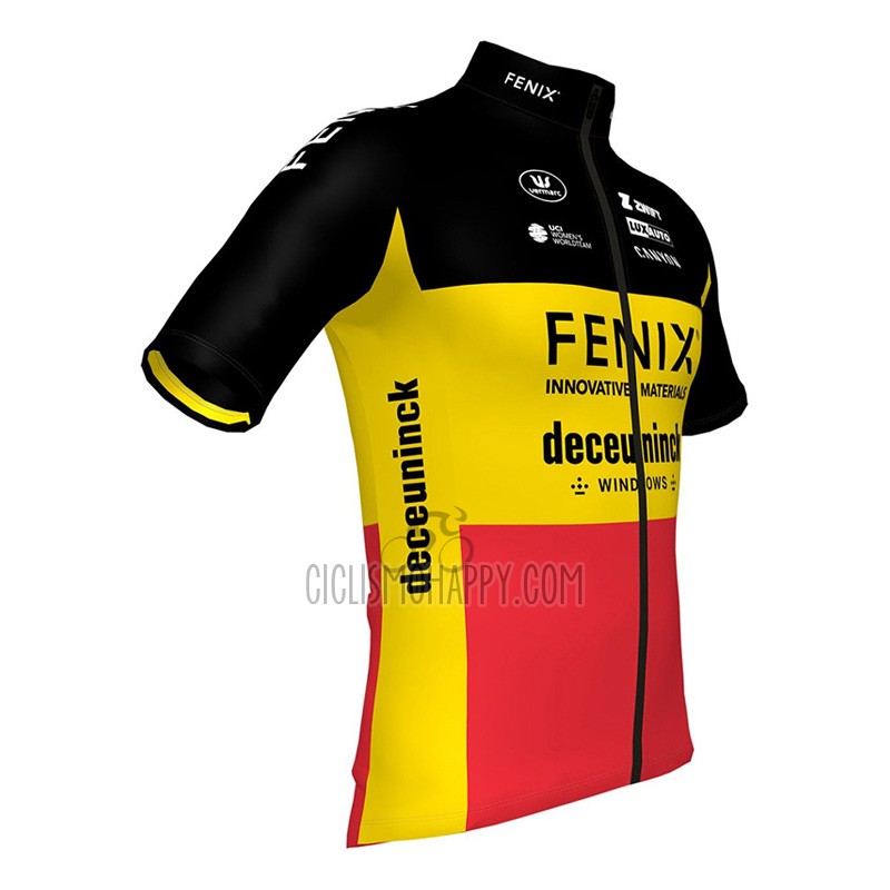 Deceuninck Quick Step Cycling Jersey Bib Short 2023 Short Sleeve Yellow Red